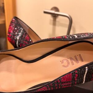 INC International Concepts Women's Red and Black Plaid Heels